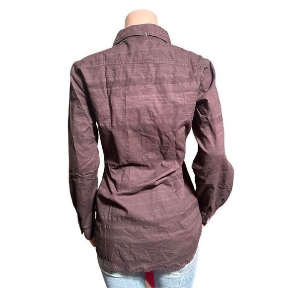 Women long sleeve tuxedo coffee bean button shirt M - Picture 4 of 6